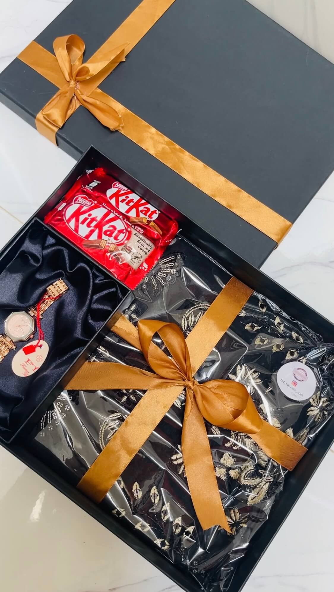 Women suit watch and chocolates